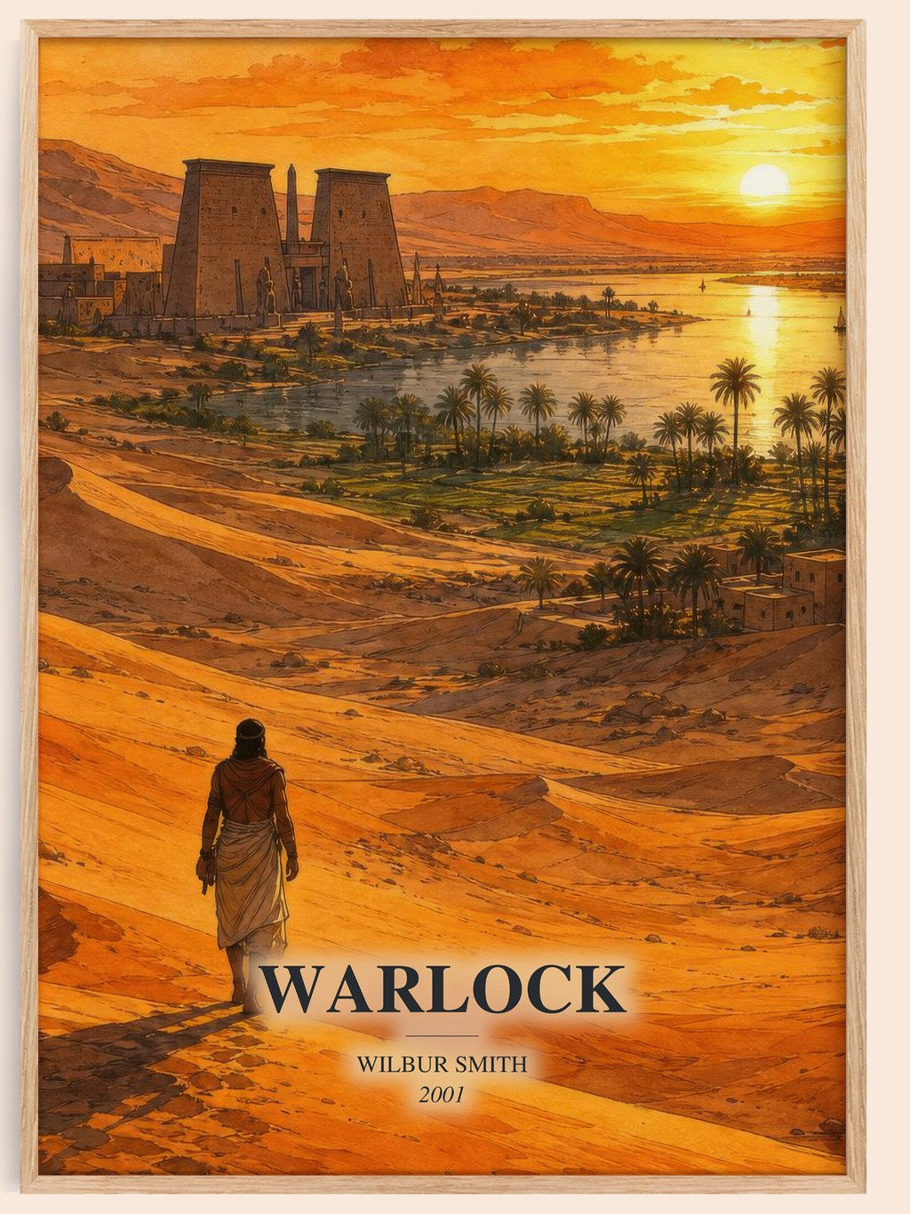 Warlock watercolour book poster by Wilbur Smith – framed literary art print