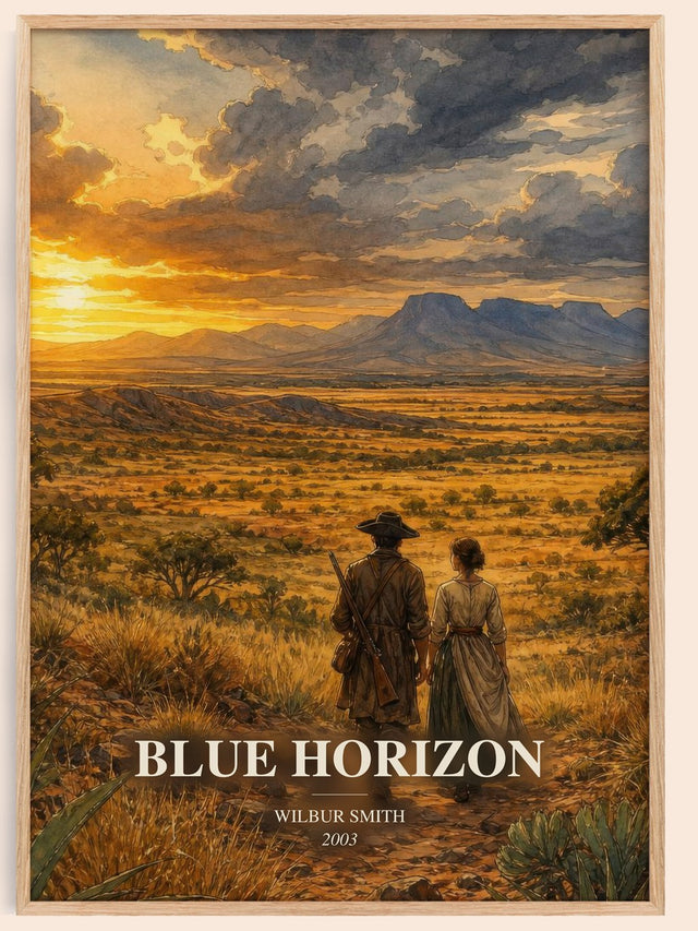 Blue Horizon Book Watercolour Illustration by Wilbur Smith