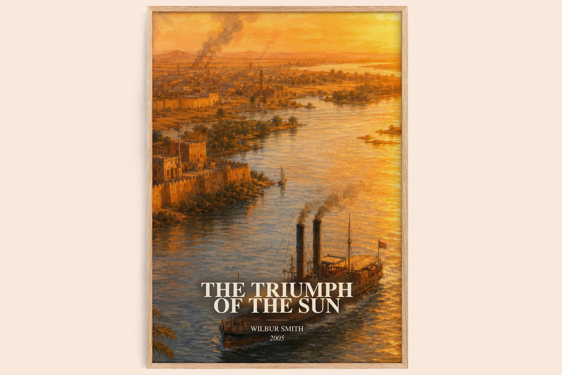 The Triumph of the Sun watercolour book poster by Wilbur Smith – framed literary art print