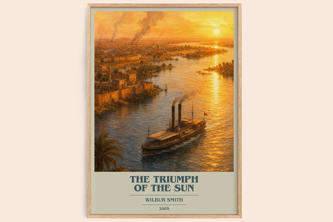 The Triumph of the Sun book cover book poster by Wilbur Smith – framed literary art print