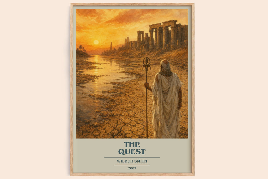 The Quest book cover book poster by Wilbur Smith – framed literary art print