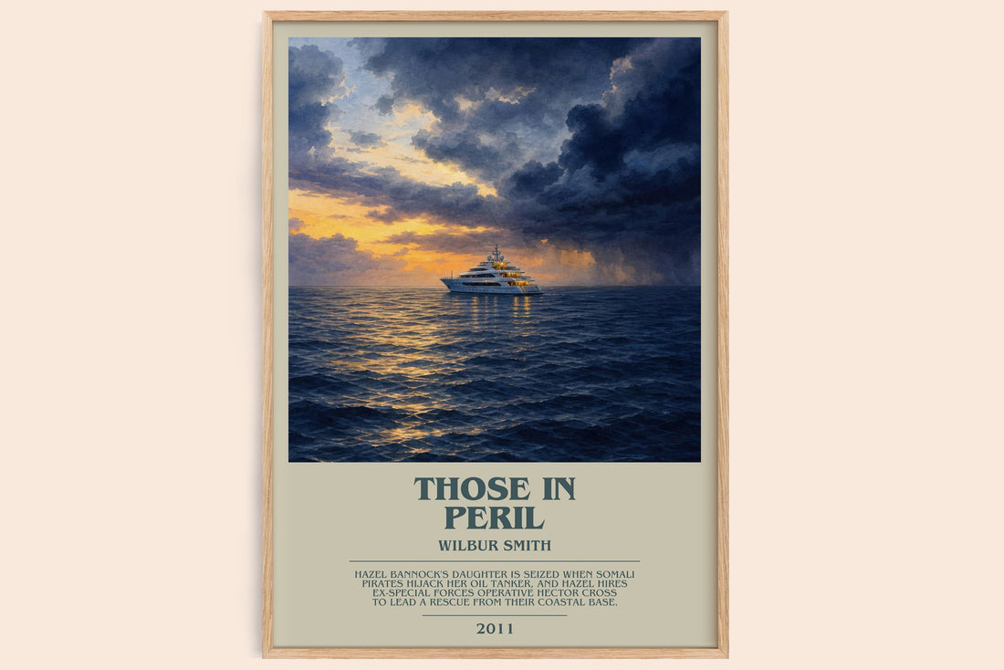 Those in Peril bookish book poster by Wilbur Smith – framed literary art print
