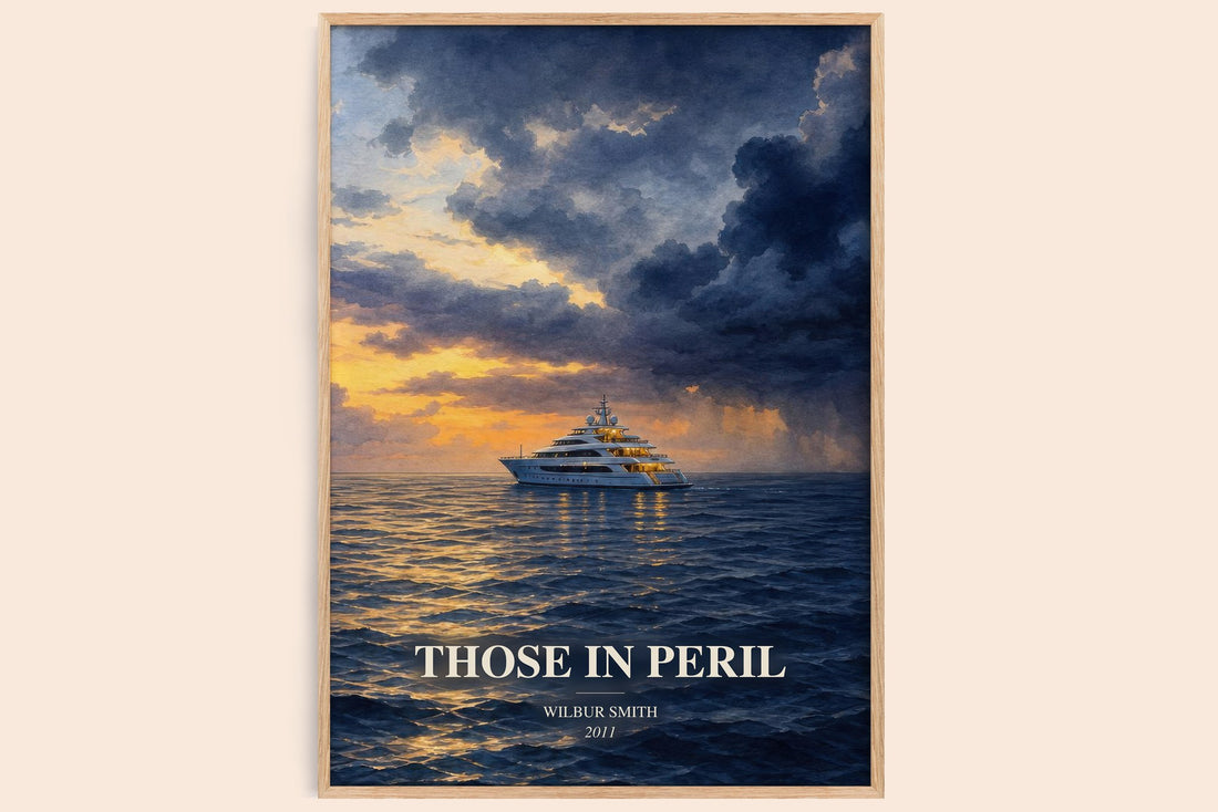 Those in Peril watercolour book poster by Wilbur Smith – framed literary art print