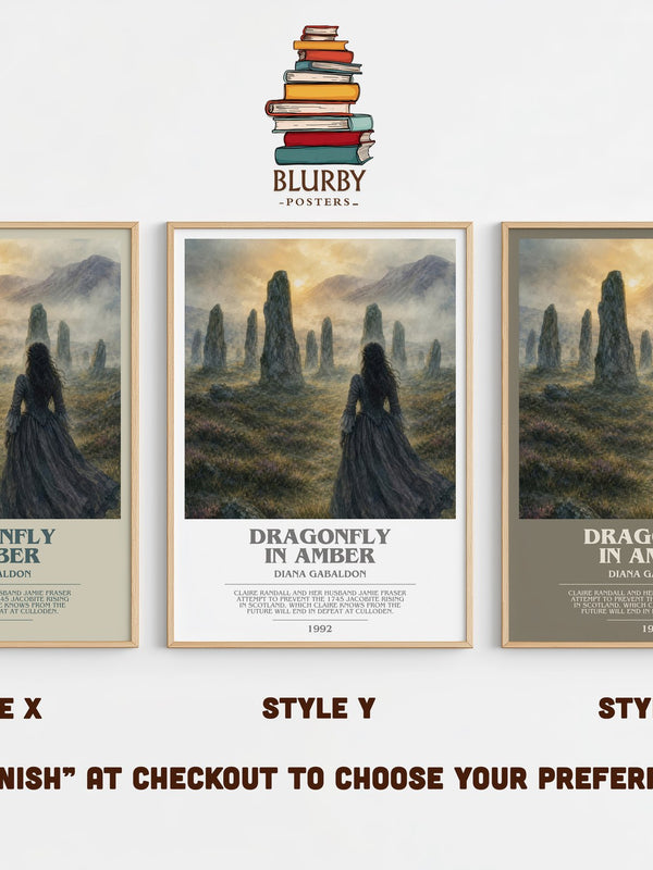 Dragonfly in Amber bookish print in frame leaning in hallway – historical fiction wall art