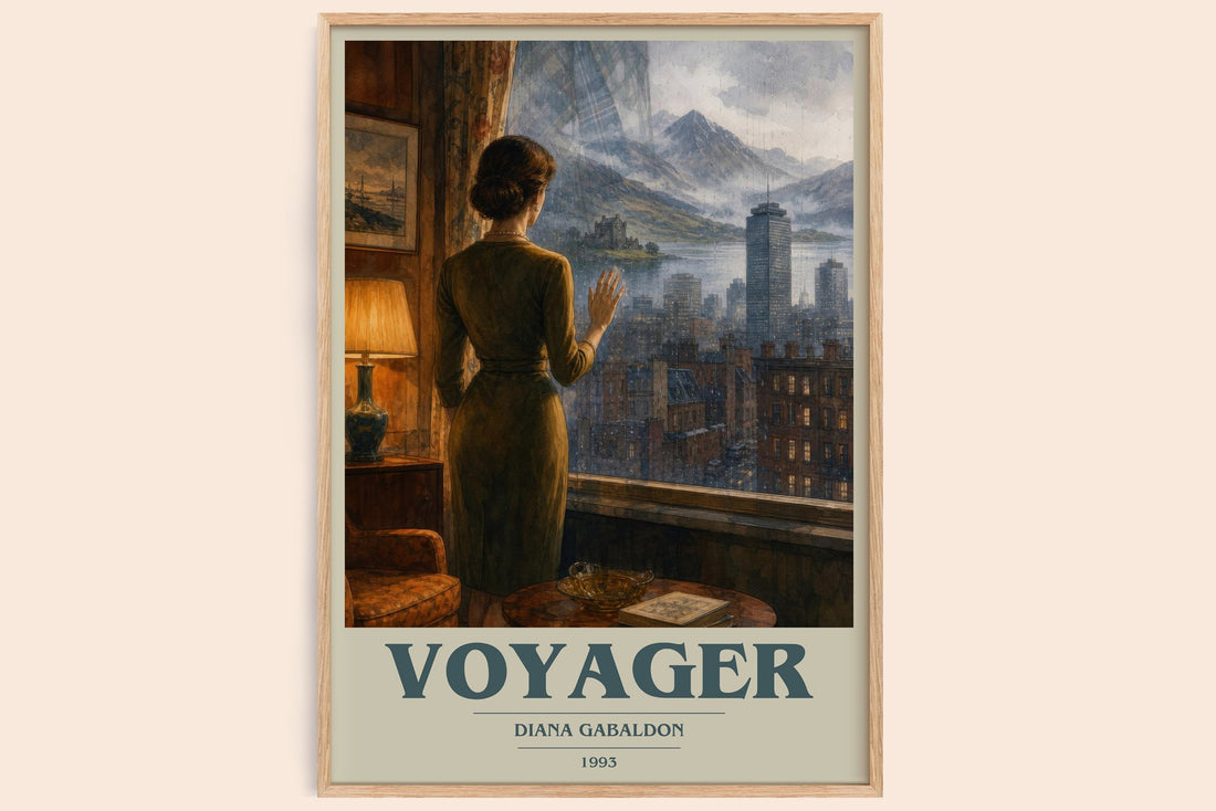 Voyager book cover book poster by Diana Gabaldon – framed literary art print