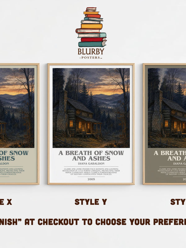 A Breath of Snow and Ashes bookish print in frame leaning in hallway – historical fiction wall art
