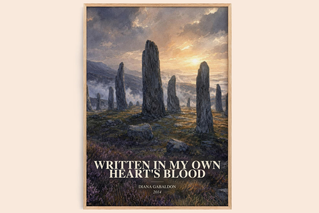 Written in My Own Heart's Blood watercolour book poster by Diana Gabaldon – framed literary art print