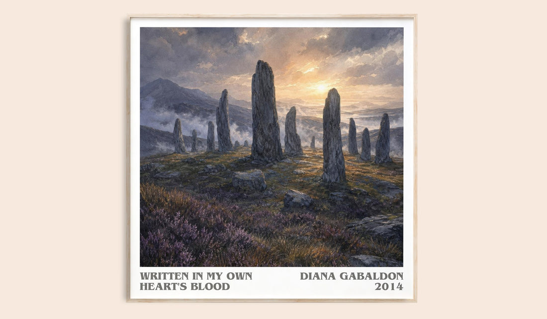 Written in My Own Heart's Blood literary book poster by Diana Gabaldon – framed literary art print