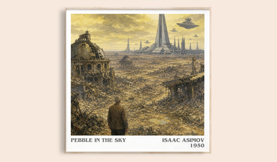 Pebble in the Sky literary book poster by Isaac Asimov – framed literary art print