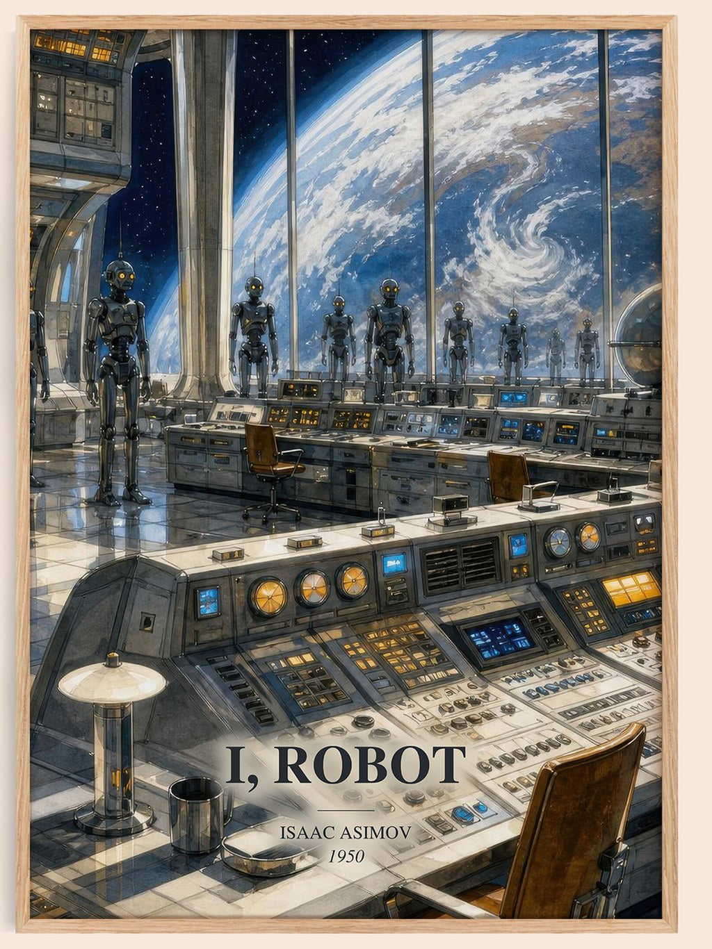 I, Robot watercolour book poster by Isaac Asimov – framed literary art print