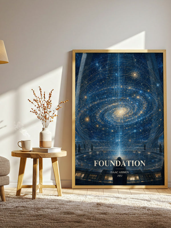 Foundation watercolour print in frame leaning in hallway – sci fi wall art
