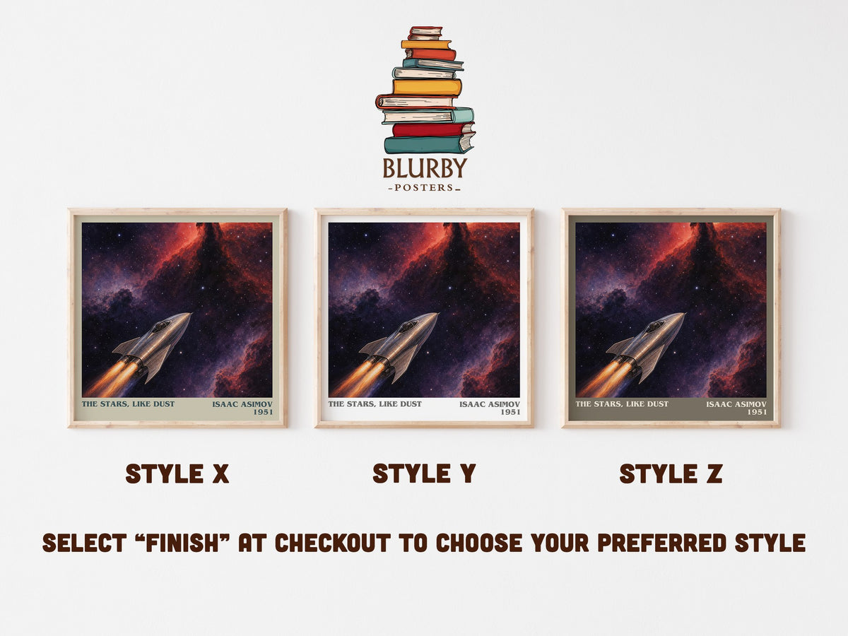 The Stars, Like Dust literary print in frame leaning in hallway – sci fi wall art (mockup)