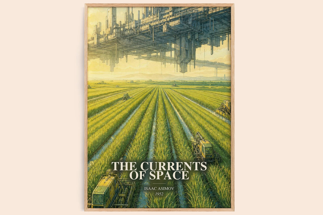 The Currents of Space watercolour book poster by Isaac Asimov – framed literary art print