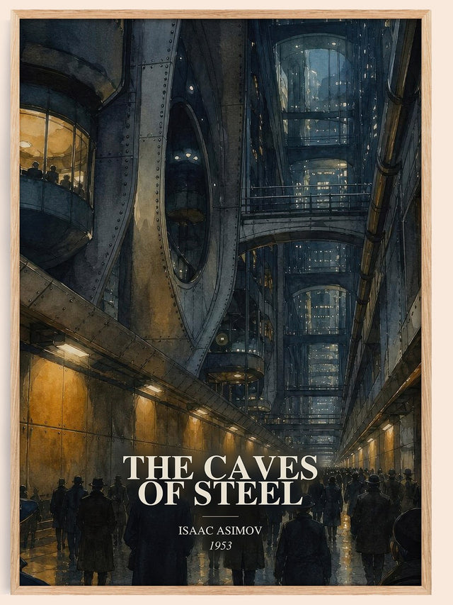The Caves of Steel Book Watercolour Illustration by Isaac Asimov