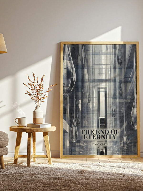 The End of Eternity watercolour print in frame leaning in hallway – sci fi wall art