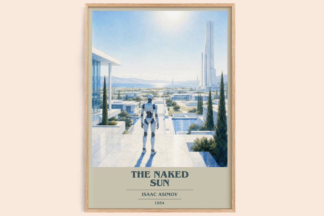 The Naked Sun book cover book poster by Isaac Asimov – framed literary art print