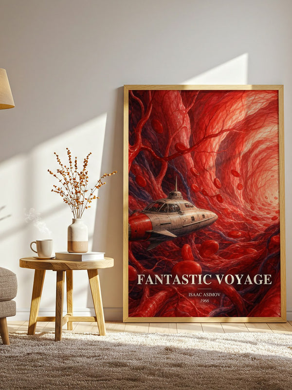 Fantastic Voyage watercolour print in frame leaning in hallway – sci fi wall art