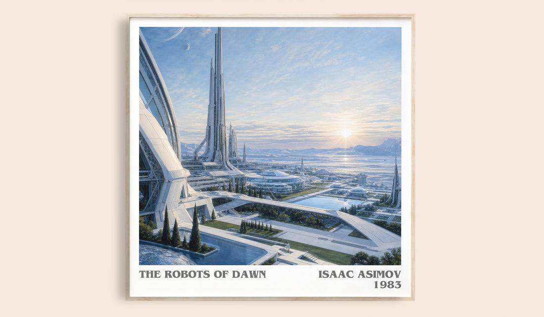 The Robots of Dawn literary book poster by Isaac Asimov – framed literary art print