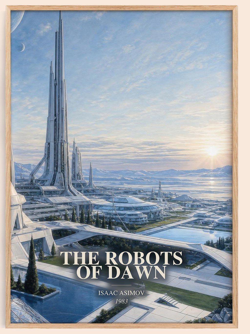 The Robots of Dawn watercolour book poster by Isaac Asimov – framed literary art print