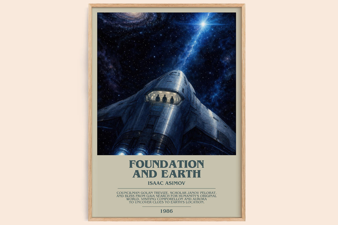 Foundation and Earth bookish book poster by Isaac Asimov – framed literary art print
