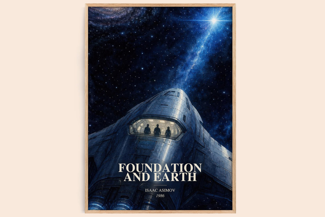 Foundation and Earth watercolour book poster by Isaac Asimov – framed literary art print