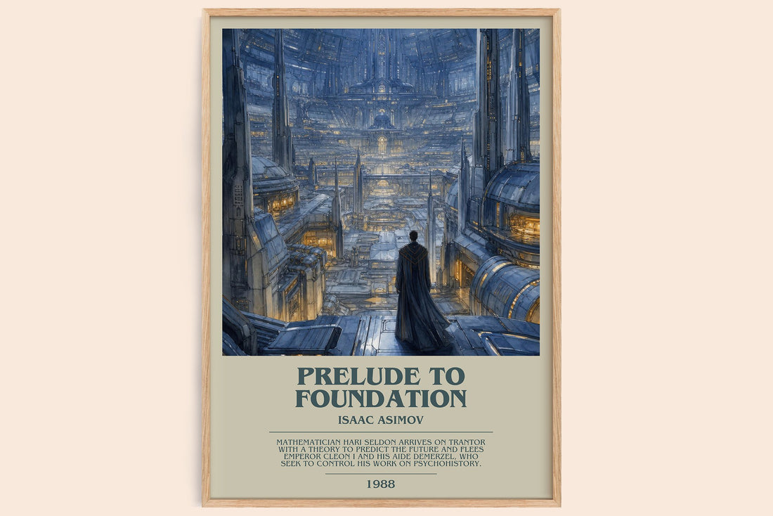 Prelude to Foundation bookish book poster by Isaac Asimov – framed literary art print
