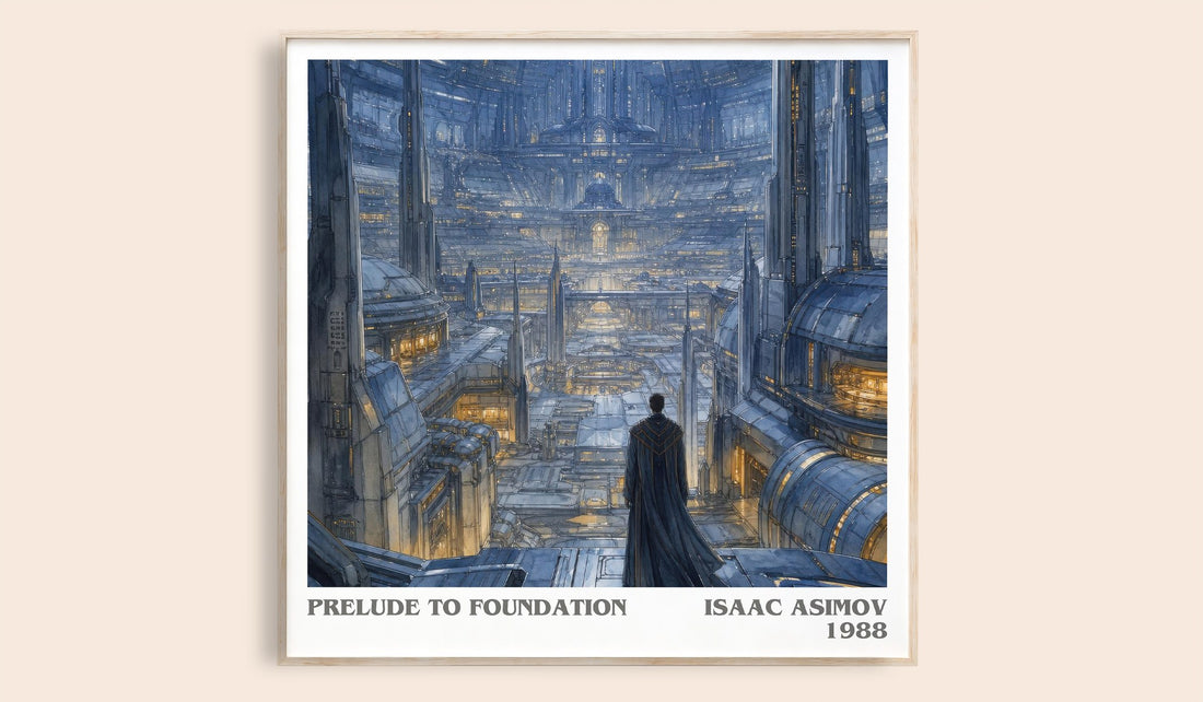 Prelude to Foundation literary book poster by Isaac Asimov – framed literary art print