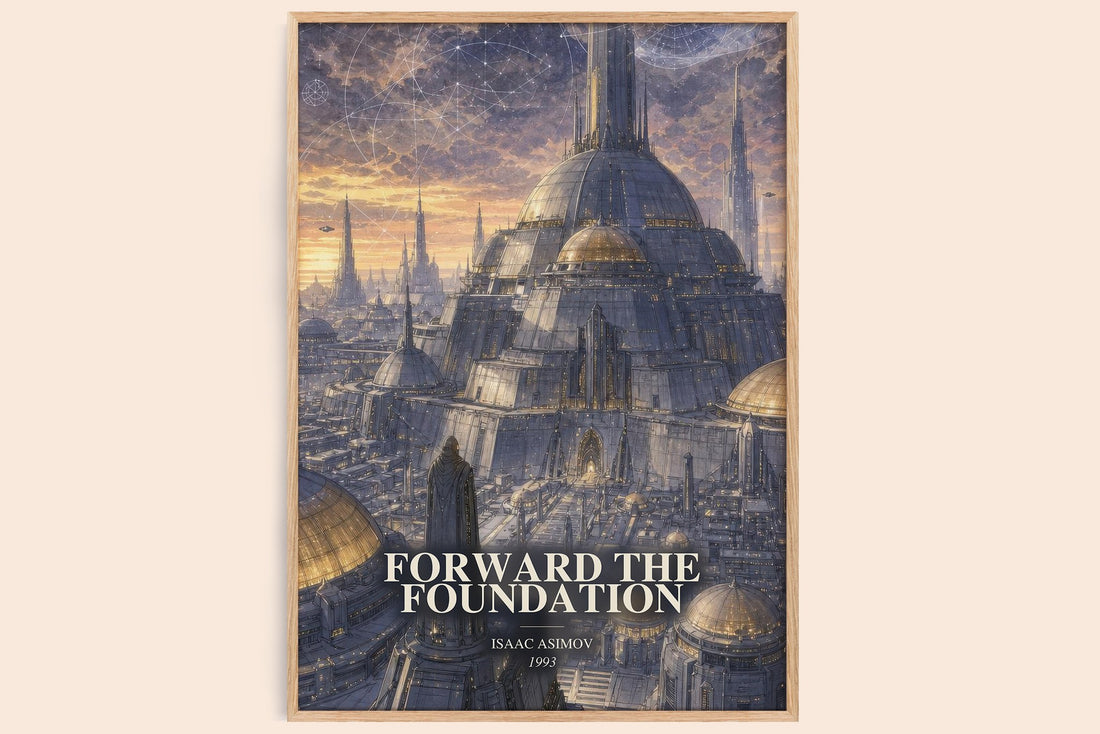 Forward the Foundation watercolour book poster by Isaac Asimov – framed literary art print