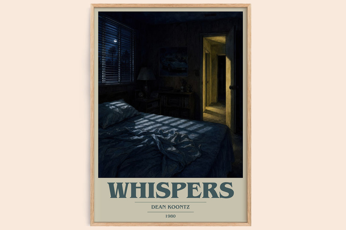 Whispers book cover book poster by Dean Koontz – framed literary art print