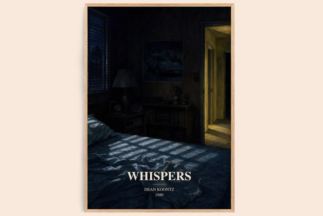 Whispers watercolour book poster by Dean Koontz – framed literary art print