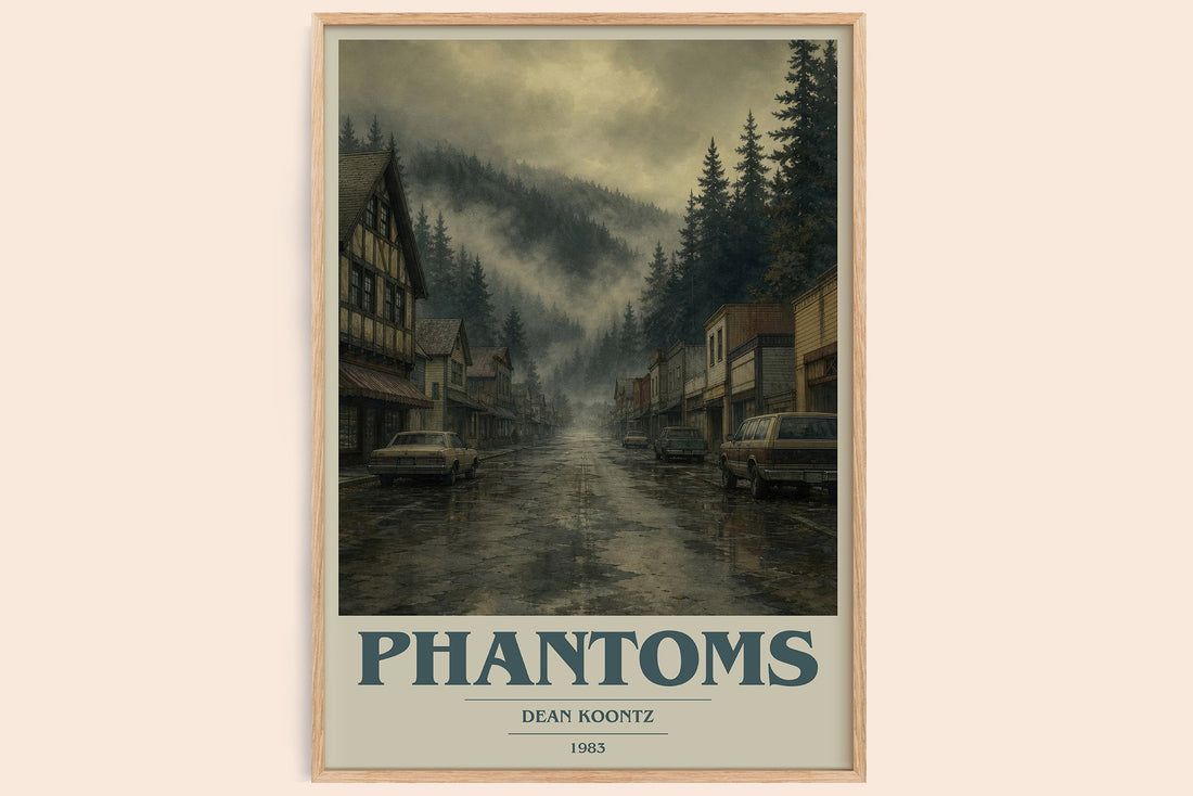 Phantoms book cover book poster by Dean Koontz – framed literary art print