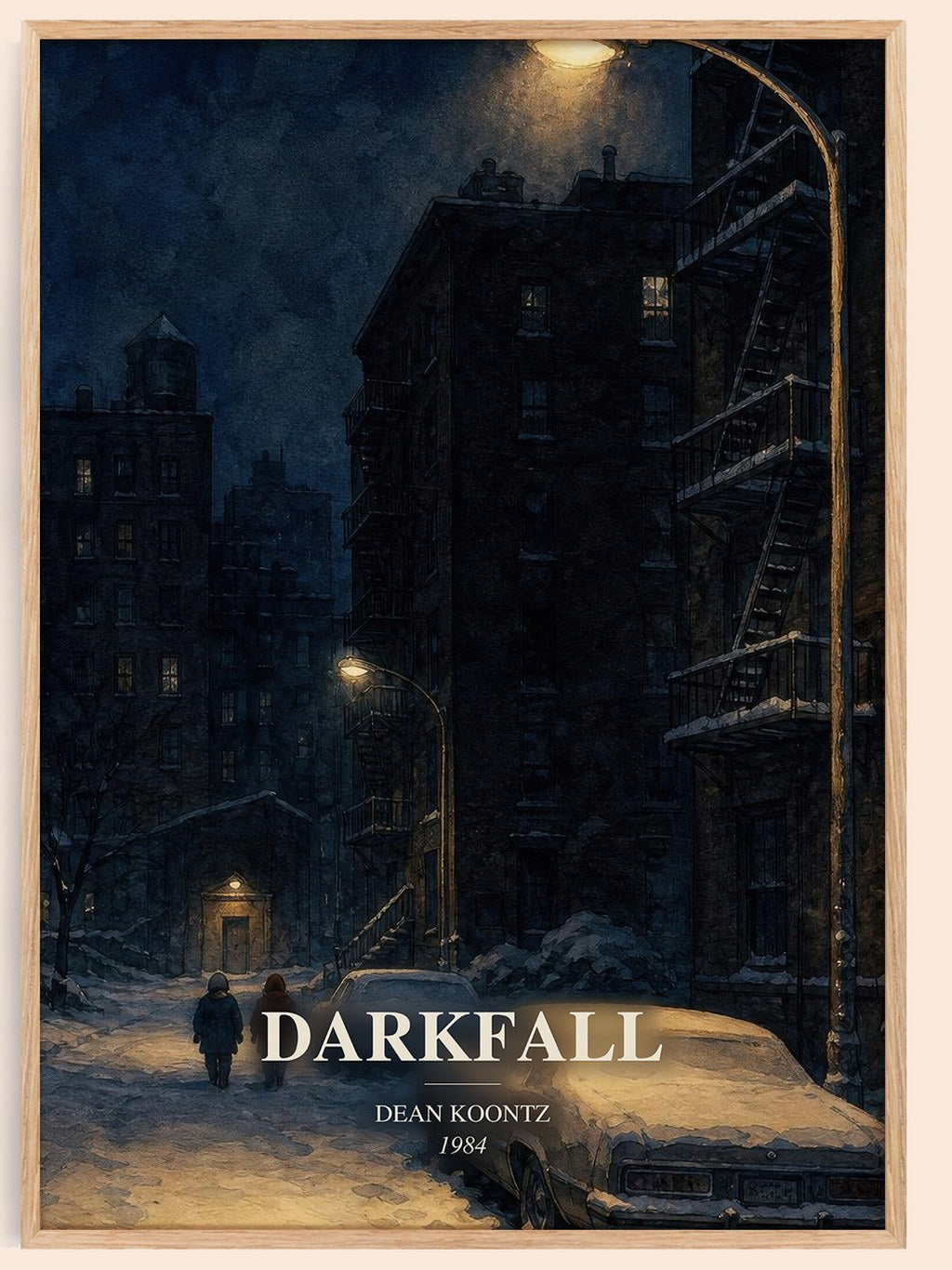 Darkfall watercolour book poster by Dean Koontz – framed literary art print