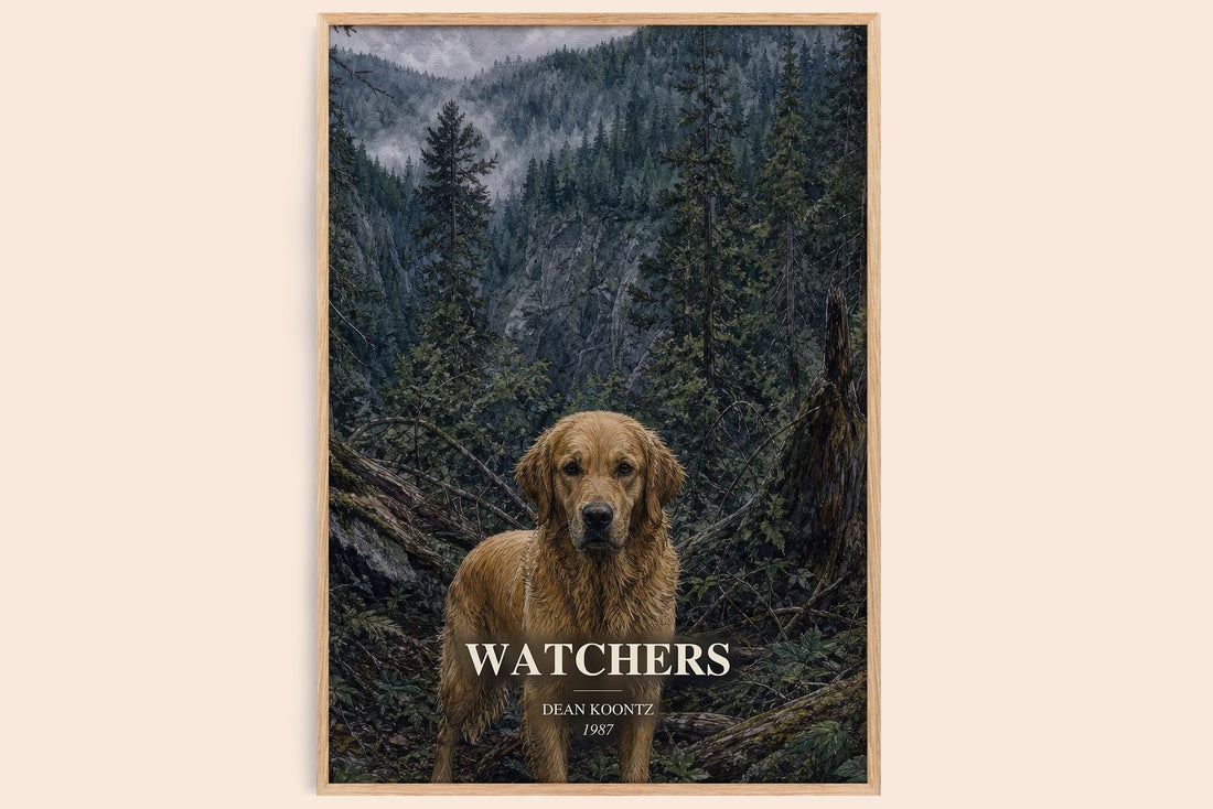 Watchers watercolour book poster by Dean Koontz – framed literary art print