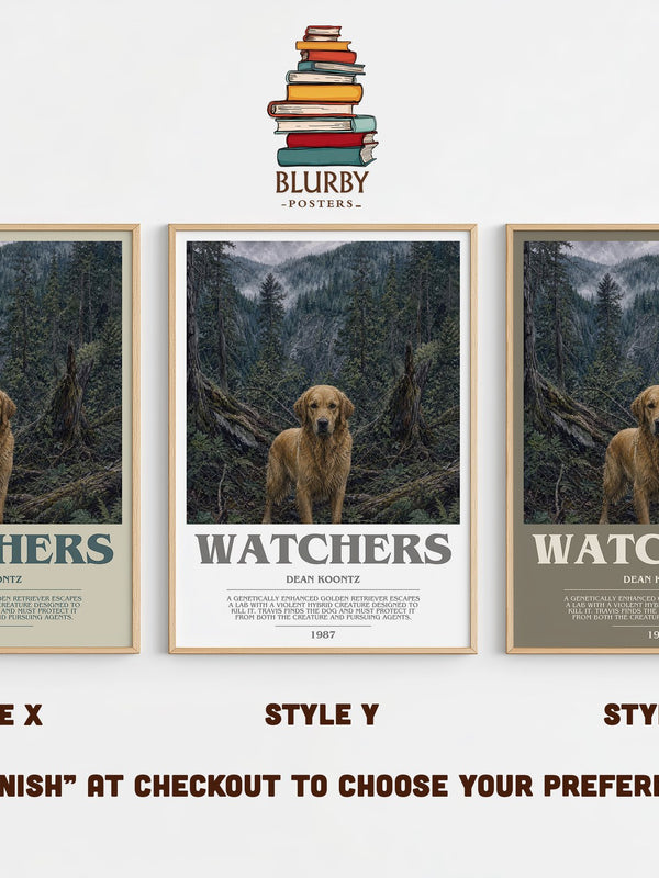 Watchers bookish print in frame leaning in hallway – thriller wall art