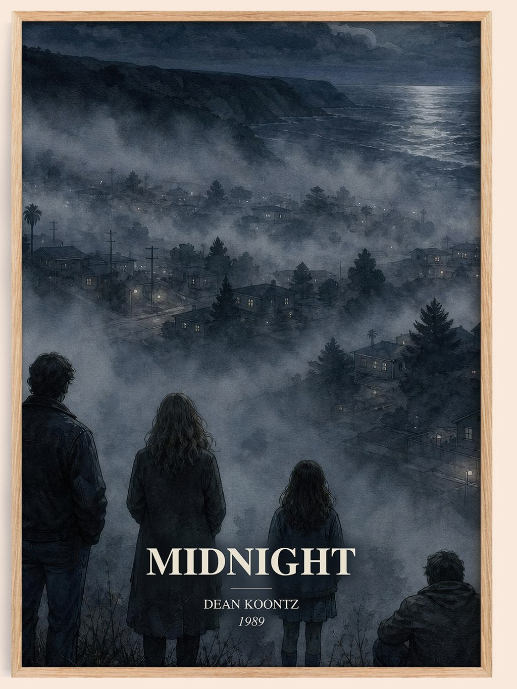 Midnight watercolour book poster by Dean Koontz – framed literary art print