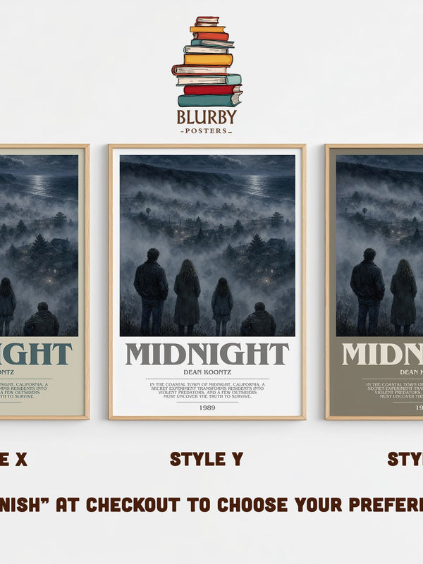 Midnight bookish print in frame leaning in hallway – thriller wall art