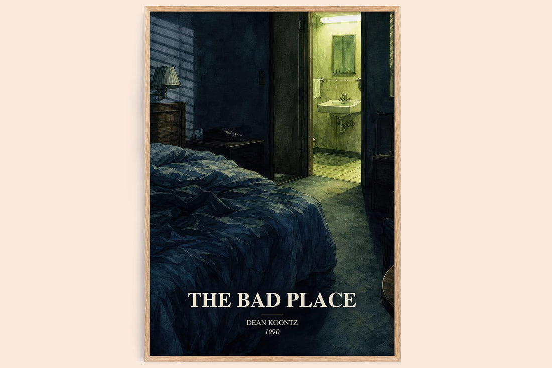 The Bad Place watercolour book poster by Dean Koontz – framed literary art print