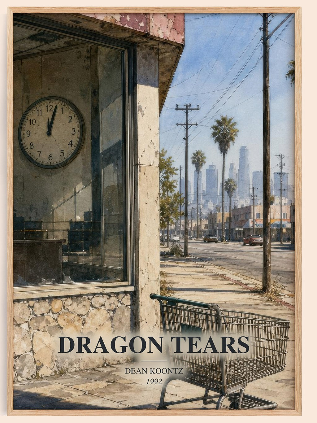 Dragon Tears watercolour book poster by Dean Koontz – framed literary art print