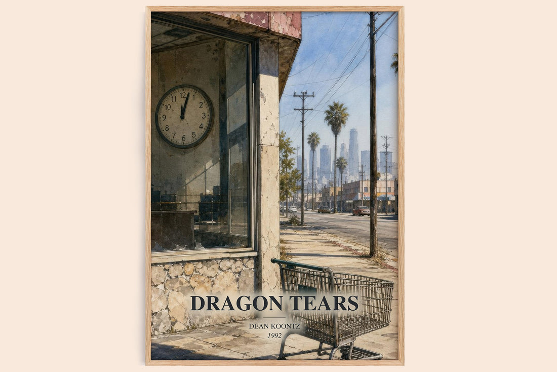 Dragon Tears watercolour book poster by Dean Koontz – framed literary art print