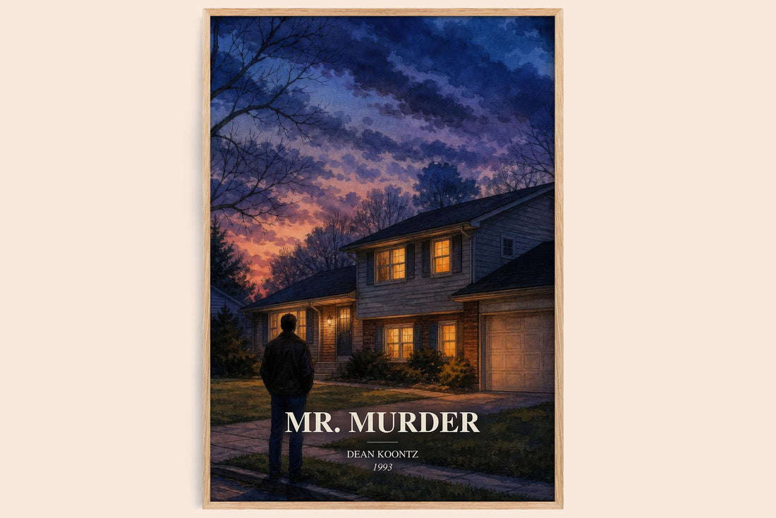 Mr. Murder watercolour book poster by Dean Koontz – framed literary art print