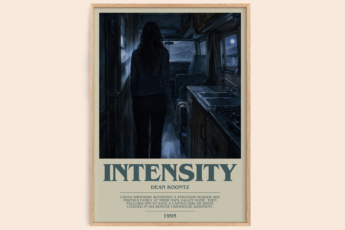 Intensity bookish book poster by Dean Koontz – framed literary art print
