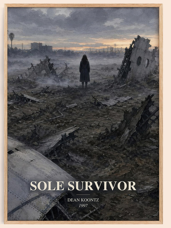 Sole Survivor watercolour book poster by Dean Koontz – framed literary art print