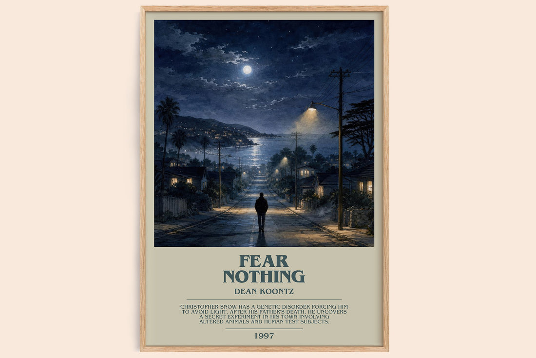 Fear Nothing bookish book poster by Dean Koontz – framed literary art print