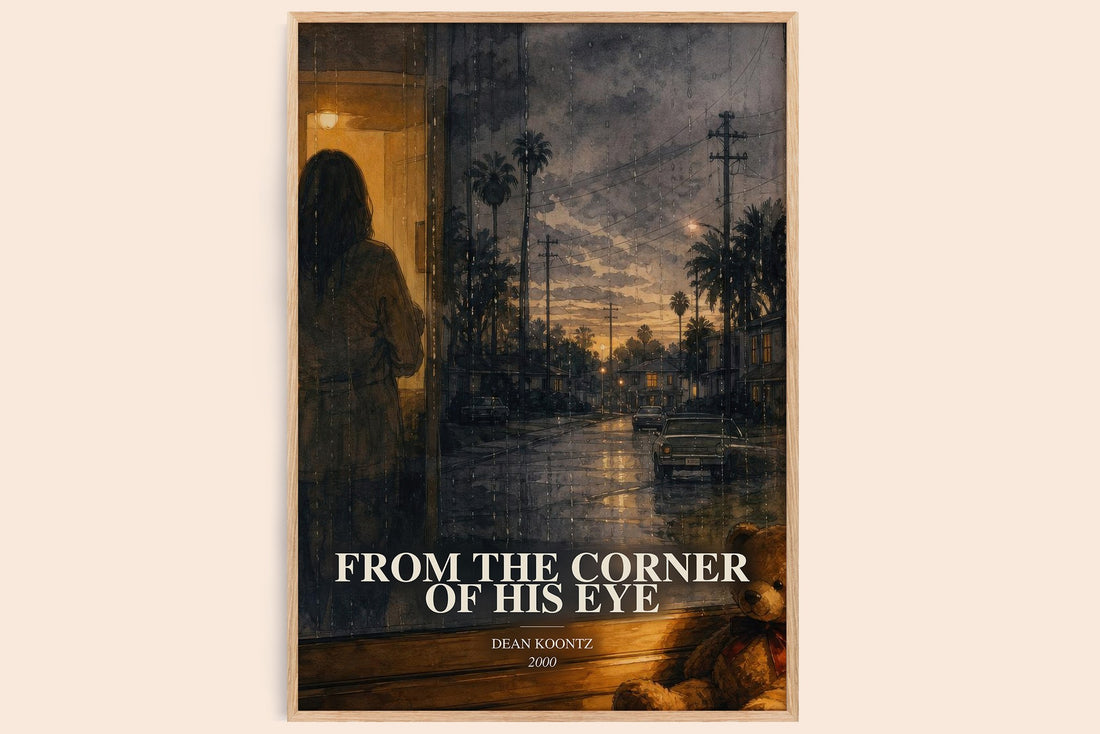 From the Corner of His Eye watercolour book poster by Dean Koontz – framed literary art print