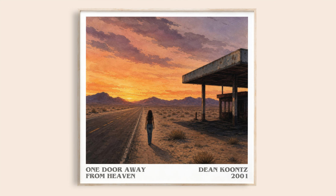 One Door Away from Heaven literary book poster by Dean Koontz – framed literary art print