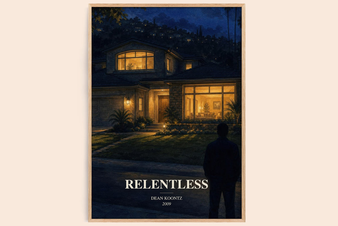Relentless watercolour book poster by Dean Koontz – framed literary art print