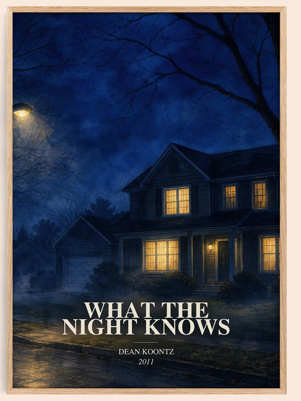 What the Night Knows watercolour book poster by Dean Koontz – framed literary art print