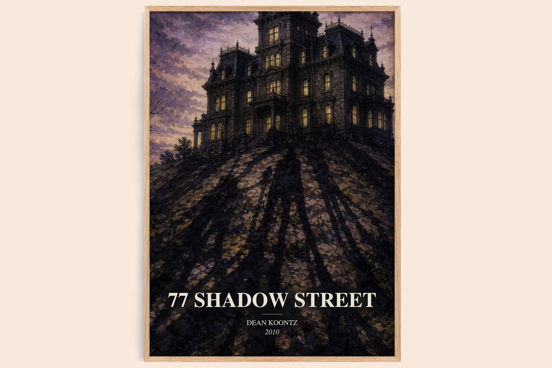 77 Shadow Street watercolour book poster by Dean Koontz – framed literary art print