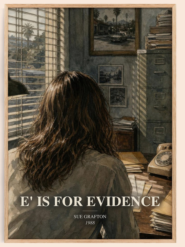 E' Is for Evidence Book Watercolour Illustration by Sue Grafton