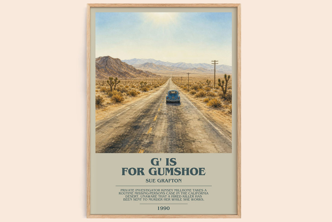 G' Is for Gumshoe bookish book poster by Sue Grafton – framed literary art print